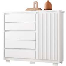 Cômoda Ripada Sapateira 5 Gavetas 1 Porta Duello Branco