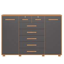 Cômoda Sapateira Grande 7 Gavetas 2 Portas MDP/MDF Santana Freijó/Titanium