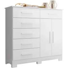 Cômoda Sapateira Mandarim 6 Gavetas 2 Portas MDP Branco