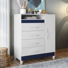 Gaveteiro Lee Branco Azul Titanium Rosa com Porta