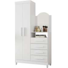 Guarda-Roupa Solteiro com Cômoda Capri 2 Portas Branco