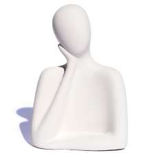 Estátua Artesanal Família Pai 9 cm em Cimento - Branco