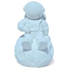 Estátua Decorativa Artesanal Astronauta 7,5cm em Cimento - Azul