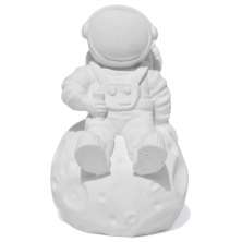 Estátua Decorativa Artesanal Astronauta 7,5cm em Cimento - Branco