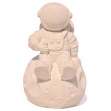 Estátua Decorativa Artesanal Astronauta 7,5cm em Cimento - Palha