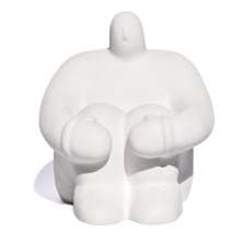Estátua Decorativa Gigante Pensativo Artesanal 9,5x8,5cm Em Cimento - Branco