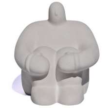 Estátua Decorativa Gigante Pensativo Artesanal 9,5x8,5cm Em Cimento - Cinza