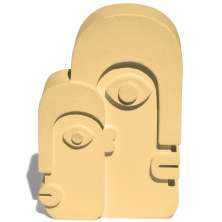 Estátua Decorativa Nórdica Gêmeos 9cm Em Cimento - Amarelo