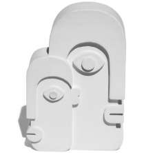Estátua Decorativa Nórdica Gêmeos 9cm Em Cimento - Branco