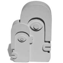 Estátua Decorativa Nórdica Gêmeos 9cm Em Cimento - Cinza