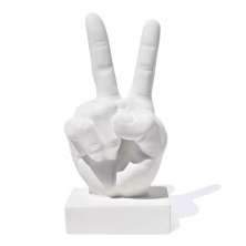 Estatua Decorativa Paz e Amor Artesanal 17cm Em Cimento - Branco