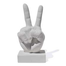 Estatua Decorativa Paz e Amor Artesanal 17cm Em Cimento - Cinza