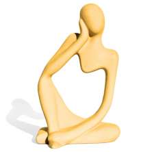 Estatua Decorativa Pensadora Alice 12,5cm Artesanal Em Cimento - Amarelo