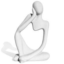 Estatua Decorativa Pensadora Alice 12,5cm Artesanal Em Cimento - Branco