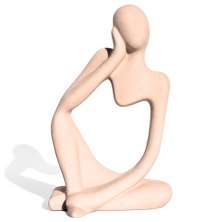 Estatua Decorativa Pensadora Alice 12,5cm Artesanal Em Cimento - Palha