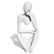 Estatua Decorativa Pensadora Amora 12,5cm Artesanal Em Cimento - Branco
