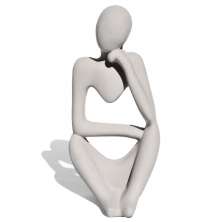 Estatua Decorativa Pensadora Amora 12,5cm Artesanal Em Cimento - Cinza