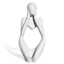 Estatua Decorativa Pensadora Ana 12,5cm Artesanal Em Cimento - Branco
