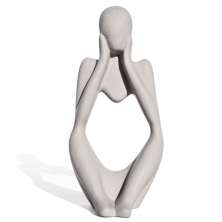 Estatua Decorativa Pensadora Ana 12,5cm Artesanal Em Cimento - Cinza