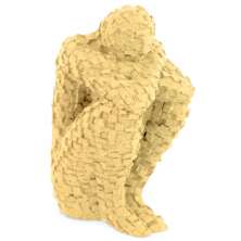 Estatua Pensador Artesanal Porta Livro 9,5x5,5cm Em Resina Mineral - Amarelo