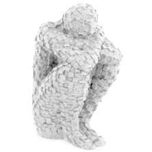 Estatua Pensador Artesanal Porta Livro 9,5x5,5cm Em Resina Mineral - Branco