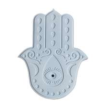 Incensário Aleta Artesanal Olho 12,5cm Mão de Fátima Cimento - Azul