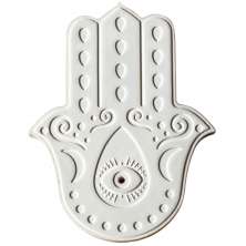 Incensário Aleta Artesanal Olho 12,5cm Mão de Fátima Cimento - Branco