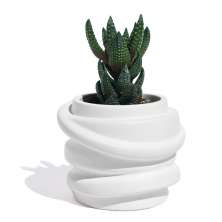 Mini Vaso Saturno Artesanal 7,5x6cm Em Resina Mineral - Branco
