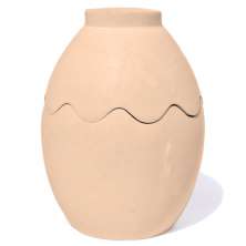 Porta Objeto Decorativo Ovo Com Tampa 9cm Cimento Artesanal - Palha