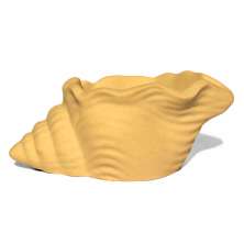 Porta Objetos Artesanal Concha Listras 11,5x7,5cm Em Resina Mineral - Amarelo