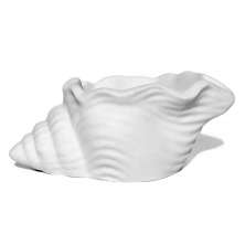 Porta Objetos Artesanal Concha Listras 11,5x7,5cm Em Resina Mineral - Branco