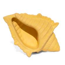 Porta Objetos Concha Oceano Grande Artesanal 17x11,5cm Em Resina Mineral - Amarelo