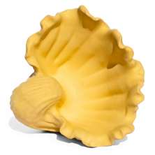 Porta Objetos Concha Pérola Grande Artesanal 13,5x6,5x13cm Em Resina Mineral - Amarelo