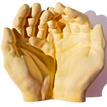 Porta Objetos Decorativo Mãos 15,5cm em Cimento Artesanal - Amarelo