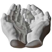 Porta Objetos Decorativo Mãos 15,5cm em Cimento Artesanal - Cinza