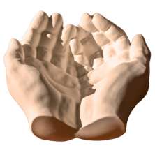 Porta Objetos Decorativo Mãos 15,5cm em Cimento Artesanal - Palha