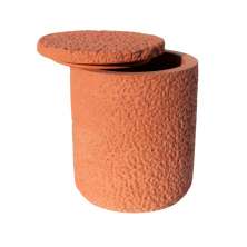 Pote Texturizado Clássico 11cm em Cimento Artesanal - Vermelho
