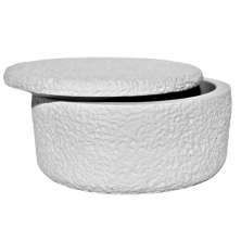 Pote Texturizado Clássico Baixo 12cm em Cimento Artesanal - Branco