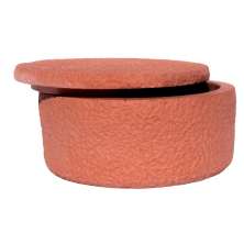 Pote Texturizado Clássico Baixo 12cm em Cimento Artesanal - Vermelho