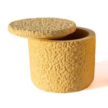 Pote Texturizado Clássico P Artesanal 7x9cm Em Resina Mineral - Amarelo