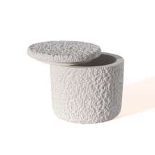 Pote Texturizado Clássico P Artesanal 7x9cm Em Resina Mineral - Branco