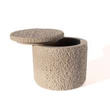 Pote Texturizado Clássico P Artesanal 7x9cm Em Resina Mineral - Cinza