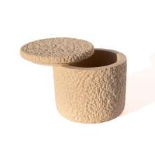 Pote Texturizado Clássico P Artesanal 7x9cm Em Resina Mineral - Palha