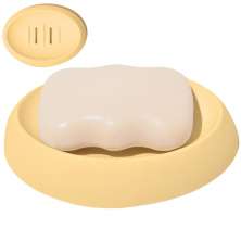 Saboneteira Porta Sabonete Banheiro Oval  Luxo 12,5cm em Cimento - Amarelo