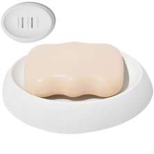 Saboneteira Porta Sabonete Banheiro Oval  Luxo 12,5cm em Cimento - Branco