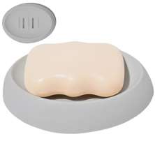 Saboneteira Porta Sabonete Banheiro Oval  Luxo 12,5cm em Cimento - Cinza
