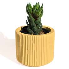 Vaso Decorativo Contemporâneo 7cm Em Cimento Artesanal  - Amarelo