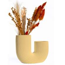 Vaso Decorativo Duplo Joana Artesanal 15cm em Cimento Artesanal - Amarelo