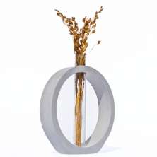 Vaso Decorativo Solitário Argola 16,5cm Artesanal em Cimento - Cinza