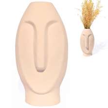 Vaso Decorativo Solitário Moai 18cm Artesanal Em Cimento - Palha